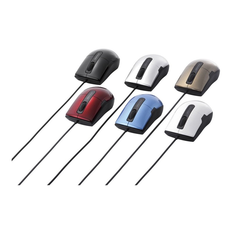 BUFFALO BSMBU26SSBK Wired Blue LED Mouse, Quiet, 3 Buttons, Small,