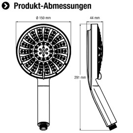 Cornat Fundao TECB3475 Hand Shower Head Diameter 150 mm Chrome / White 5 Jet Types: Normal, Massage & Soft Jet, Anti-limescale and Water-Saving Insert, Eco Shower Head for Shower and Bathtub