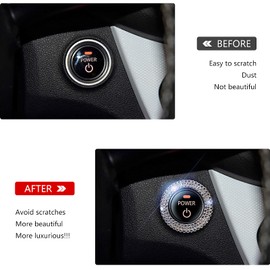 Murimt Bling Car Accessories for Wowen,Car Engine Start Stop Button Cover, Shiny Crystal Rhinestone Cover Protection Ring(White)