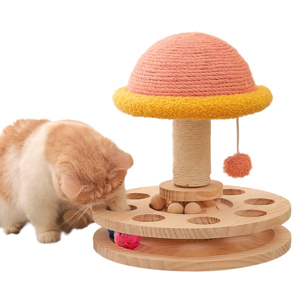 FelRelWel Cat Scratching Post with Hanging Ball,Cat Turntable Ball Toy,Cat