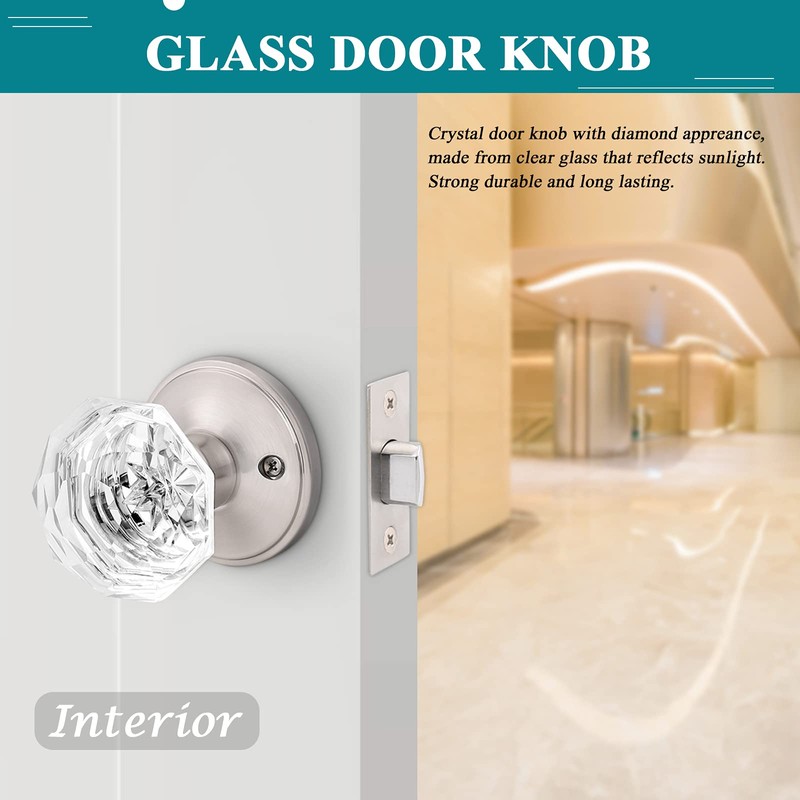 3 Pack Orger Glass Door Knobs for Hallway and Closet,
