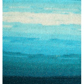 Moonlight Glitter Batik Simli 100 g Knitting Wool for Knitting and Crocheting 20% Wool Metallic Wool Turkish Wool Gradient Wool Glitter Wool (5200 Petrol Turquoise White)