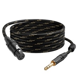 XLR to 1/4 Inch (6.35mm) TRS Cable, BEZOKABLE Balanced XLR Female to 1/4 Adapter 6FT 1Pack, Quarter Inch to XLR Microphone Cable