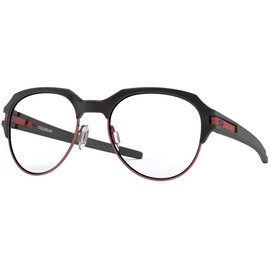 Oakley Men's Ox8148 Stagebeam Round Prescription Eyeglass Frames, Satin Black/Red/Demo Lens, 52 mm