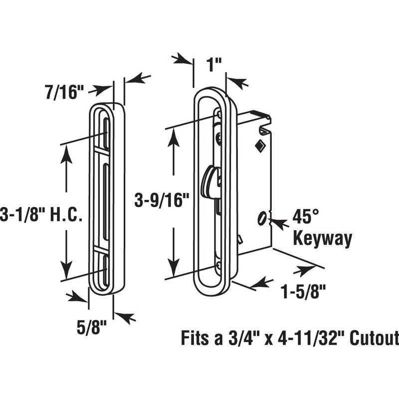Prime-Line Products E 2487 Sliding Door Mortise Lock and Keeper