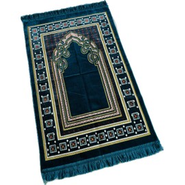 Serhill Muslim Prayer Rug, Soft Plush Thin Islamic Prayer Mat, Janamaz, Sajada, Praying Carpet, Ramadan Gift, Eid Hajj Gift (Blue)
