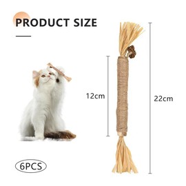 6 pcs Natural Silvervine Sticks Kitten Teething Toys, Cat Dental Care Sticks, Cleaning Teeth Chew Catnip, Cat Teeth Nip Cleaning Catnip Toys for Indoor Kitten Teething and Stress Release
