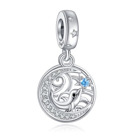 NINGAN 925 Sterling Silver Animal Pendants Fascinate Elephants, Puppies, Kittens, Unicorns, Sea Turtles, Shiny Gemstone Beads Compatible with Women's Bracelets., Cubic Zirconia, Cubic Zirconia