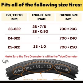 Rmiott 4 Pack 700c Road Bike Tubes, Gravel Bike Inner Tube 700 x 23c 24c 25c, Bike Tire Tube Presta Valve 60mm