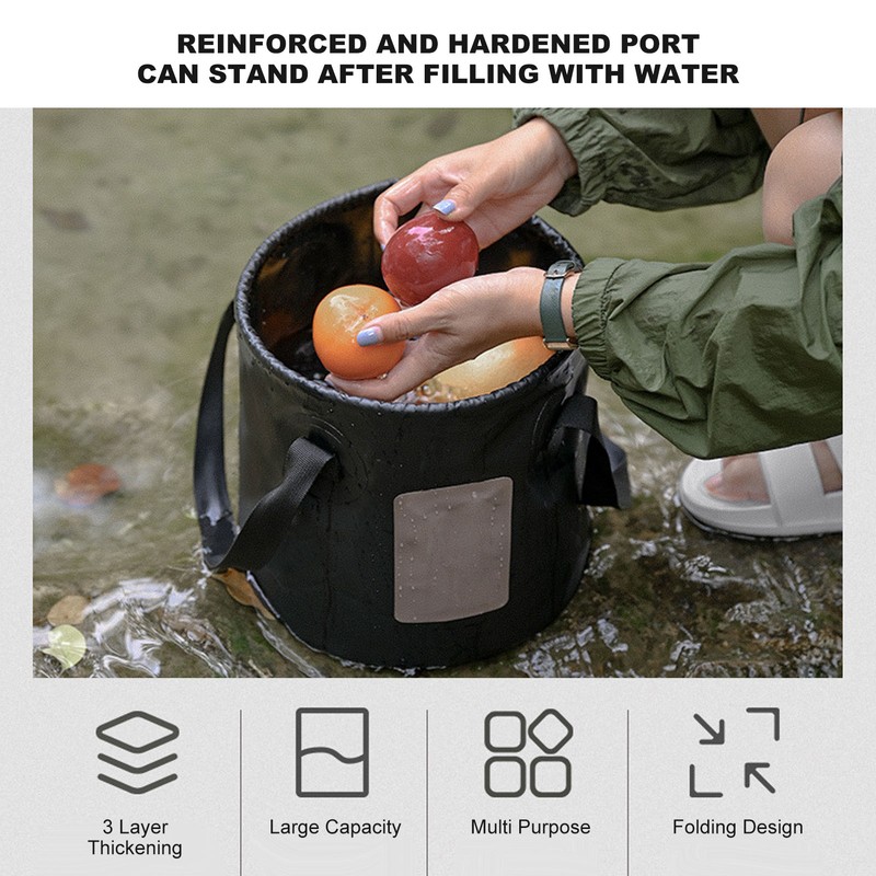 20L Portable Camping Bucket PVC Folding Water Bucket High Capacity