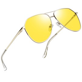 Joopin Polarised Sunglasses Men's UV400 Mirrored Sunglasses Women's Large and Retro Men's Sunglasses with Metal Frame Various Colours Available, Gold Yellow-Not Polarized