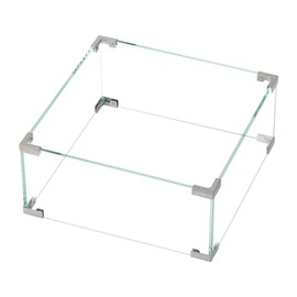 BALI OUTDOORS Fire Pit Wind Guard Fence 18"x 18"x 6" Square Fire Pit Screen Clear Tempered Glass Flame Guard for Propane Fire Pit, Outdoor Fire Column