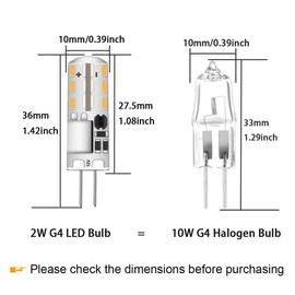 G4 LED Bulb Mini 2W Equivalent to 10W T3 Bi-pin G4 Base Halogen Bulb No Flicker AC/DC 12V G4 Light Bulb for Landscape Lighting, RV, Home Lighting (10 Pack) (Warm White)