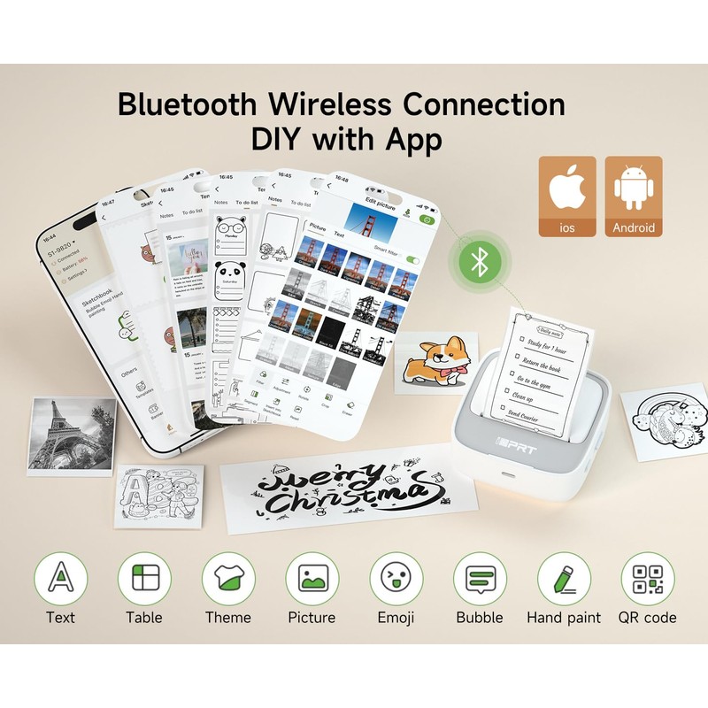 iDPRT Portable Sticker Maker Machine with 1 Roll Sticker Paper,