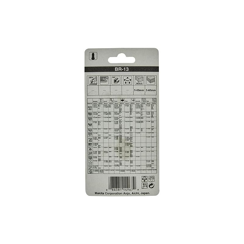 Makita A-85793 jigsaw blade BR13, high-carbon steel for wood and