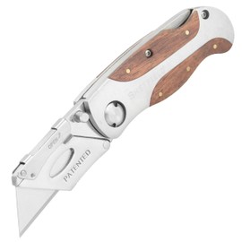 Sheffield 12115 Folding Utility Knife, Stocking Stuffers, Gifts for Men, Dad Gifts, Quick-Change Utility Knife Blades, Lightweight Hardwood Handle, Box Cutter, Cardboard Cutter