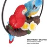 Metal Ring Double Parrot Statue Decorative Resin Perching On Branch