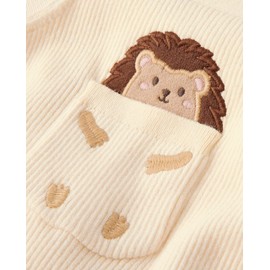 Gymboree,Unisex Kids,and Newborn Overall 2 Piece Pant Set,Vanilla Baby Hedgehog,12 Months,18 Months