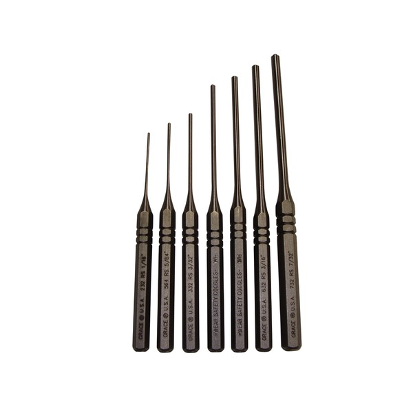 Grace USA 7 Piece Steel Roll Spring Punch Set, Drive