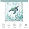Riyidecor Teal Beach Sea Turtle Shower Curtain for Bathroom Decor