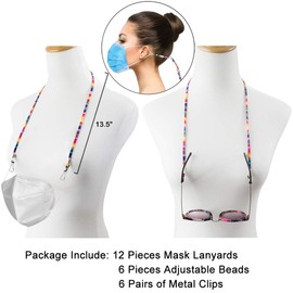 12 Pieces Glasses Strap Eyewear Retainer Sunglass Straps Chain Eyeglass Strap Lanyard Safety Eye Glasses String Holder Eyeglass Chains and Cords for Women/Men, Face Mask Lanyard for Kids (Colorful)