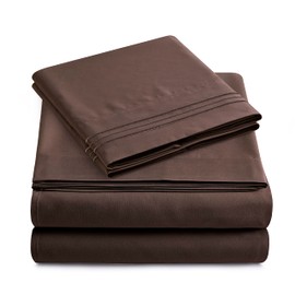 Yamel Home - Full Size Bed Sheet Set - Luxurious Feeling - 2000 - Breathable & Cooling Sheets- Deep Pockets fit up to 16'' - Wrinkle Free - Supreme Collection - Brown, Full