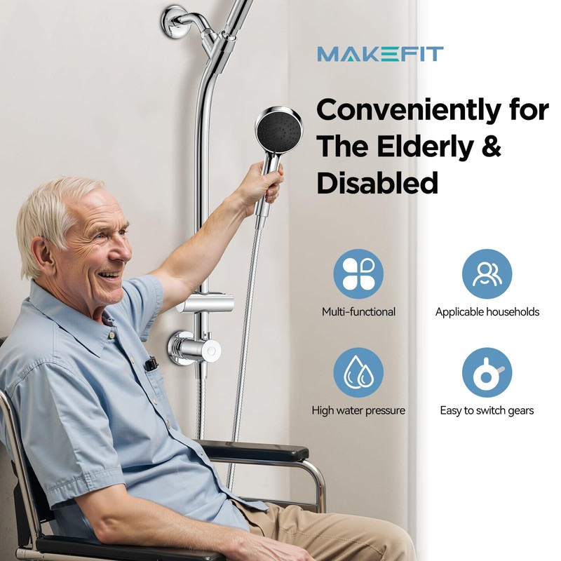 MakeFit Drill-free Dual Shower Head with Handheld Combo Rainfall Shower