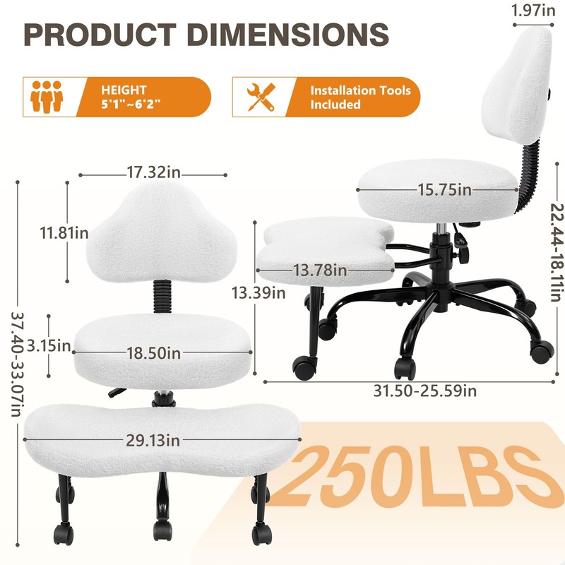 AtHope Cross Legged Office Chair, Criss Cross Desk Chair ADHD