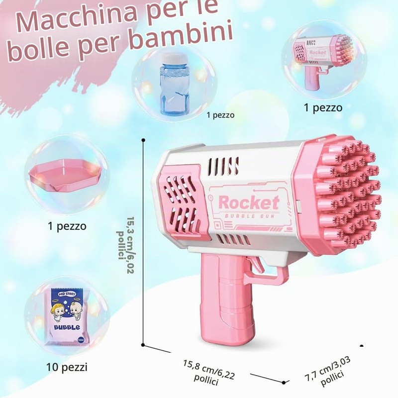 Pistola Bolle di Sapone, Macchina automatica per Bambini, Macchina per