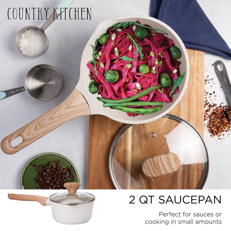 Country Kitchen Non-Stick Cast Aluminum Cookware Set - Durable Kitchen