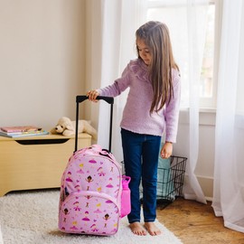 Wildkin Kids Rolling Luggage for Boys and Girls, Carry on Luggage Size is Perfect for School and Overnight Travel, Measures 16 x 12 x 6 Inches (Ballerina)