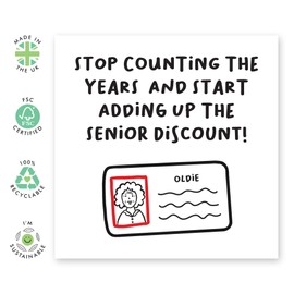 Funny Senior Birthday Card – ID Stop Counting the Years – Gifts for Her, Mum, Grandmum, Grandmother, In Law, Aunties, Neighbour, Women, Retired, Senior Citizens, Friends - Comes with Fun Stickers