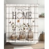 Tijuboni Farmhouse Shower Curtain Cotton Flowers Shower Curtains for Neutral