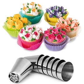 Russian Piping Tips Cake Decorating Complete Set, WOWDECOR 24pcs Baking Supplies Kit Icing Nozzles Flowers Shaped, Frosting Bags and Tips for Beginners Cookies Cakes Holiday Birthday Party Baking