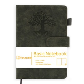 TUNJEJINY Dotted Journal Notebook for Women & Men, Hardcover Leather Journal for writing, A5 College Ruled Notebook for Work & Note Taking, Perfect for Office School Home Supplies, 256 Pages