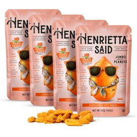 Henrietta Said Wing-Flavored Peanuts - Truly Good Foods Snacking Nuts - Bold Flavors - Savory & Spicy - Jumbo Flavored Peanuts - Protein Packed Vegan Snack - 4 (5-oz) Packs - Original Buffalo