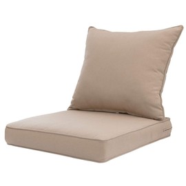 QILLOWAY Outdoor/Indoor Deep Seat Cushions for Patio Furniture, Lawn Chair Cushion 24 x 24 inch 1 Set, All Weather (Sand/Beige/Camel)