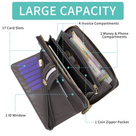 Pomelo Best Leather Wallet Women's RFID Protection Large Purse Genuine Leather Purse for Women with Gift Box