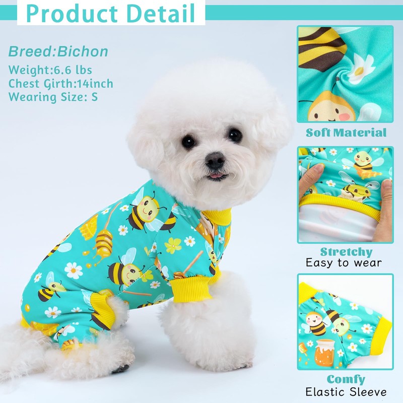 XPUDAC 4 Pieces Dog Pajamas for Small Dogs Boy Girl
