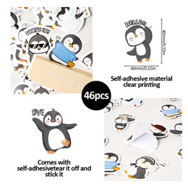 OUDQFCJ Pack of 46 Cute Penguin Stickers, Cartoon Animal Stickers, Penguin Theme Stickers for Children, Teens, Adults, Travel Suitcase, Laptop, Planner, Calendar, Scrapbook, Suitcase, Notebooks