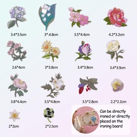 14 Pcs Blumen Patches zum Aufbügeln， Bestickte Aufnäher Flicken zum Aufbügeln Blumenmuster Patches zum Basteln, Bügelbilder für dekorative Hemden Jeans Hüte Jacken Kleidung DIY-Zubehör