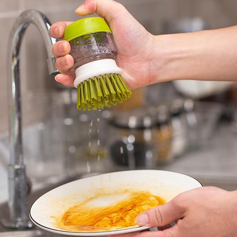 PMELCXD 4 Pieces Dish Brush with Soap Dispenser, Washing Up