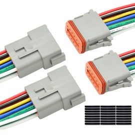 2 Set 12 Pin DT Deustch Waterproof Automotive Plug Connector with 16AWG -40℃-105℃ 600V Wires and Heat Shrink Tubes Connectors Kit for Car Truck Boat(DT Connector 2 Sets 12 Pin)