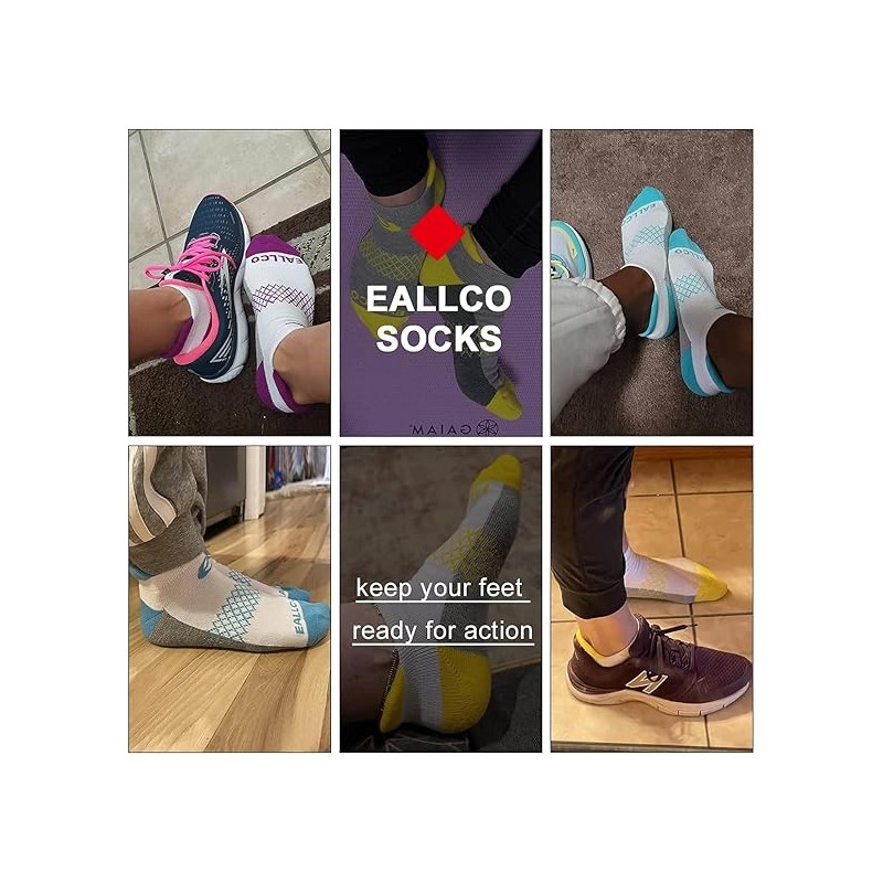 eallco Womens Ankle Socks 6 Pairs Running Athletic Cushioned Sole