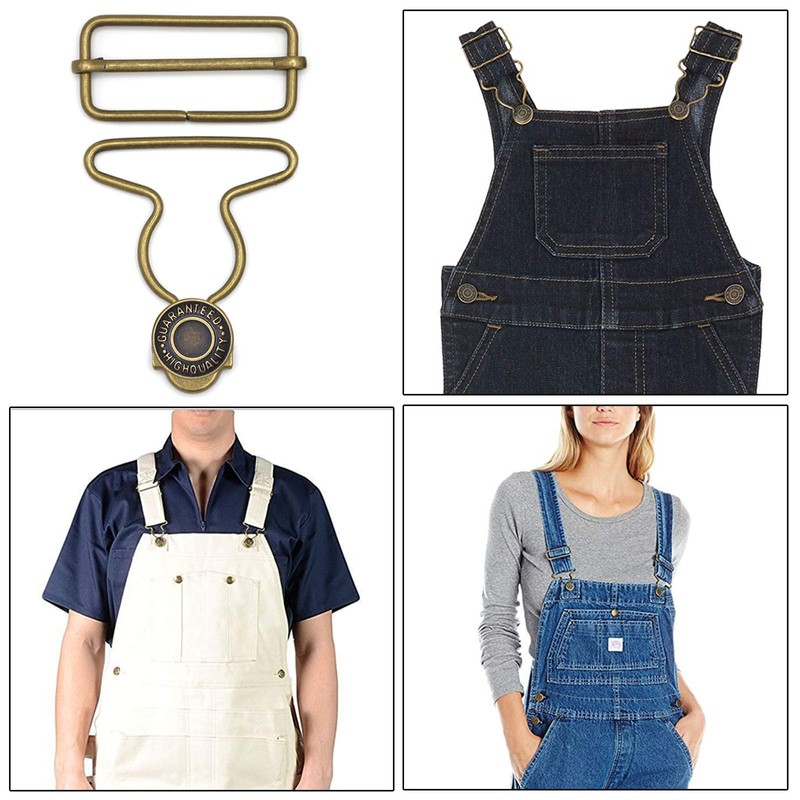 Enosea 4 Sets Overall Buckles Replacement, Metal Overall Suspender Dungaree