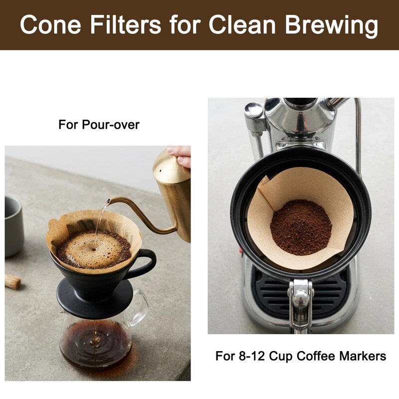 400 Count #4 Cone Coffee Filters, Unbleached Natural Paper 8-12