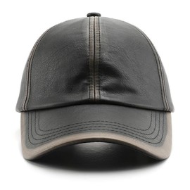 Gorra de béisbol de piel sintético clásico lavada, unisex, color sólido, clásico de perfil bajo, Marrón, Medium-Large