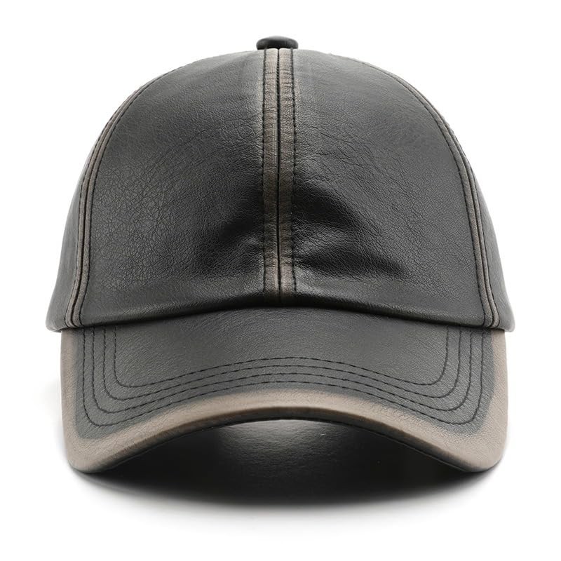 Gorra de béisbol de piel sintético clásico lavada, unisex, color
