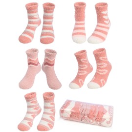 TENYSAF Womens Fuzzy Valentine Socks: Novelty Warm Fun Socks Cozy Slipper Socks, Crew Plush Fluffy Socks