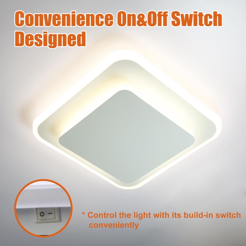 Facon Square LED RV Ceiling Light with Switch - 14W,